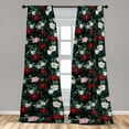 thumbnail image 2 of Floral Jungle Window Curtains, Colorful Design Flowers Boho Dreamy Blossom Pattern with Petals, Lightweight Decor 2-Panel Set with Rod Pocket, Pair of - 28"x84", Almond Green Ruby Ivory, by Ambesonne, 2 of 3