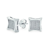 Bling Jewelry Mens  Unisex Square CZ Stud Earrings for Men, Gold Sterling Silver, Multiple Sizes