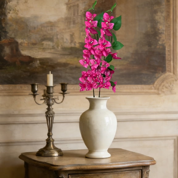 DAMAI Bougainvillea Artificial Flowers 31.4in Long Stem Silk Bougainvillea Floral Branches Fake Plants and Flowers Bouquet for Home Garden Party Wedding Centerpiece Vase Decor