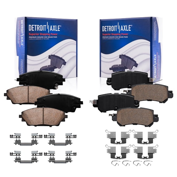 Detroit Axle - Front and Rear Ceramic Brake Pads with Hardware Replacement for 2016 2017 2018 Mazda CX-3