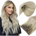 thumbnail image 1 of Sunny Hair Extensiones de cabello con clip Extensiones de cabello humano liso Extensiones de cabello con clip Remy Extensiones de cabello humano real Clip Ins Rubio ceniza Ombre Rubio besado por el so, 1 of 1