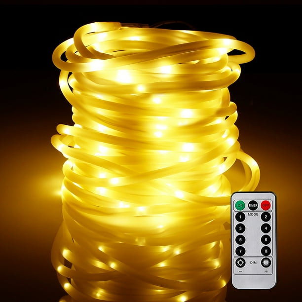 Torchstar 33ft 100 Outdoor Led Rope String Lights For Christmas Warm White Walmart Com Walmart Com