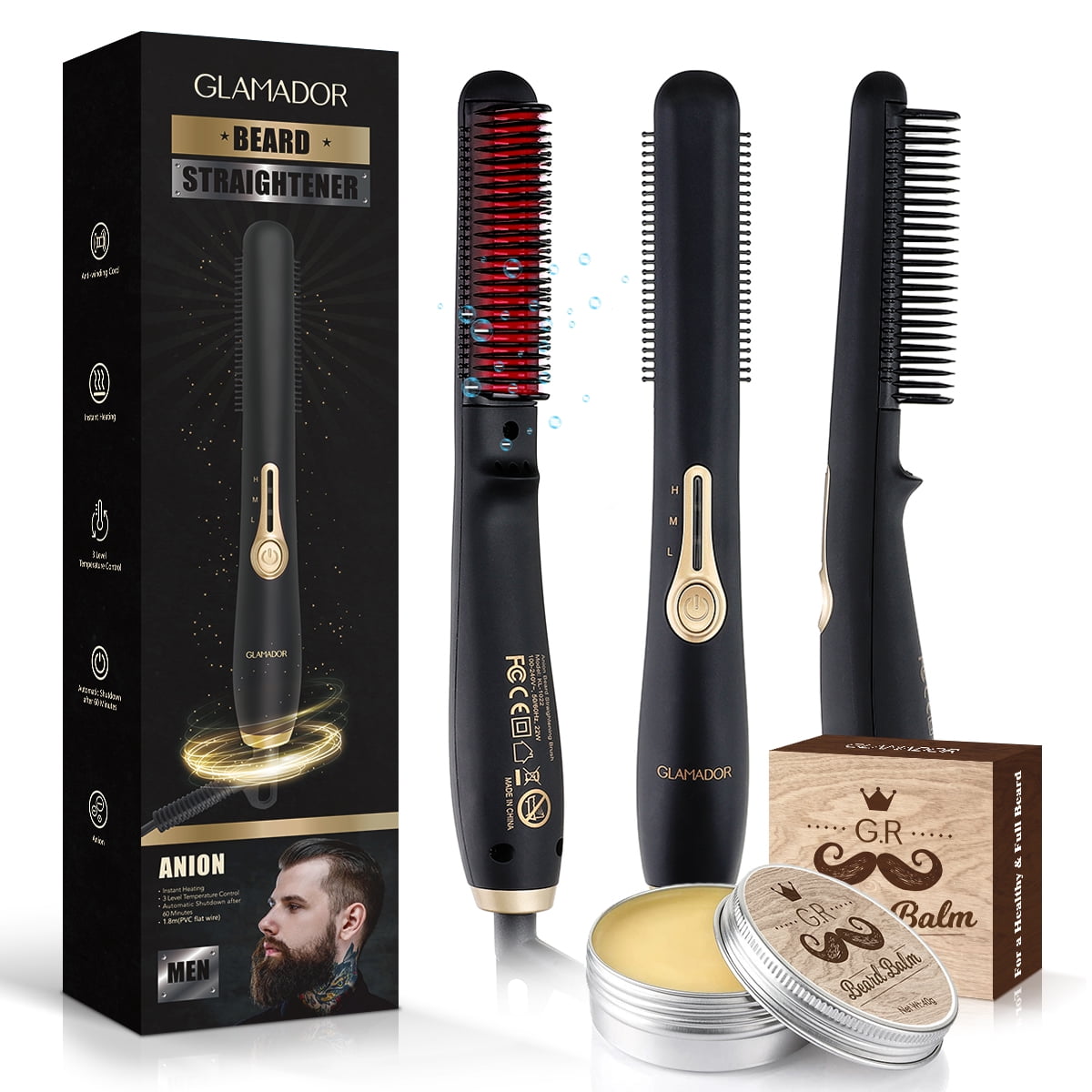 Beard Straightener for Men Electric Hair/Beard Comb, 3 In 1