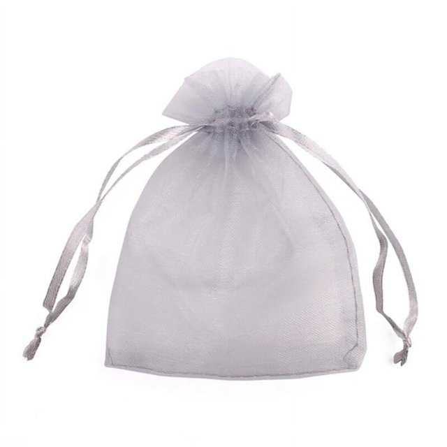 Bolsa de Organza con cordón para embalaje de joyería, bolsas de 7x9, 9x12, 10x15cm para regalo, boda, fiesta, Navidad, dulces, 100, 50/50% Uds.