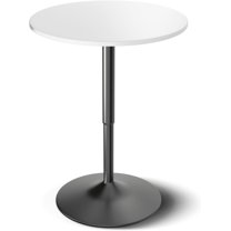 23.5 Inch Round Pub Table Cocktail Table, 27.5"- 36" Height-Adjustable, Bar Table High Top Table with Metal Pole and Base, for Dining Room Kitchen Patio Bar, White