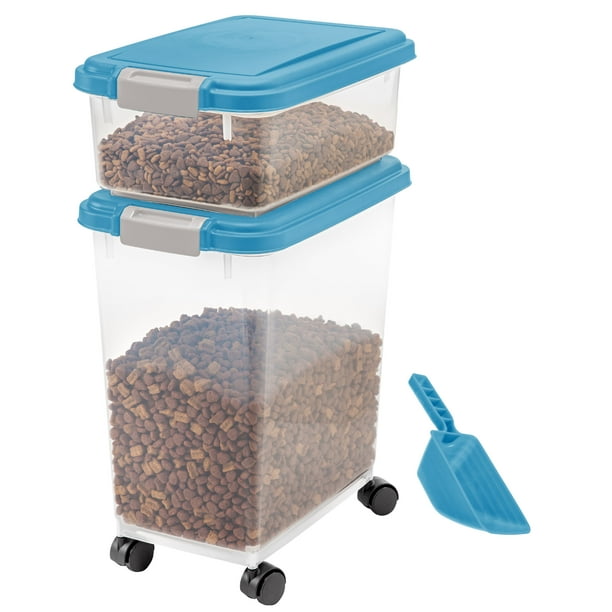 Iris Usa Airtight Pet Food Treat Storage Container Combo With Scoop Sky Blue Com Iris Usa Airtight Pet Food Treat, Pet Food Storage Containers On Wheels