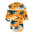 thumbnail image 4 of WTOBBY Women's Hawaiian Print Vacation Shirt V-Neck 3/4 Sleeve Puffy Sleeve Top Beachwear Tunic with Tropical Floral Pattern,Ginger M, 4 of 4