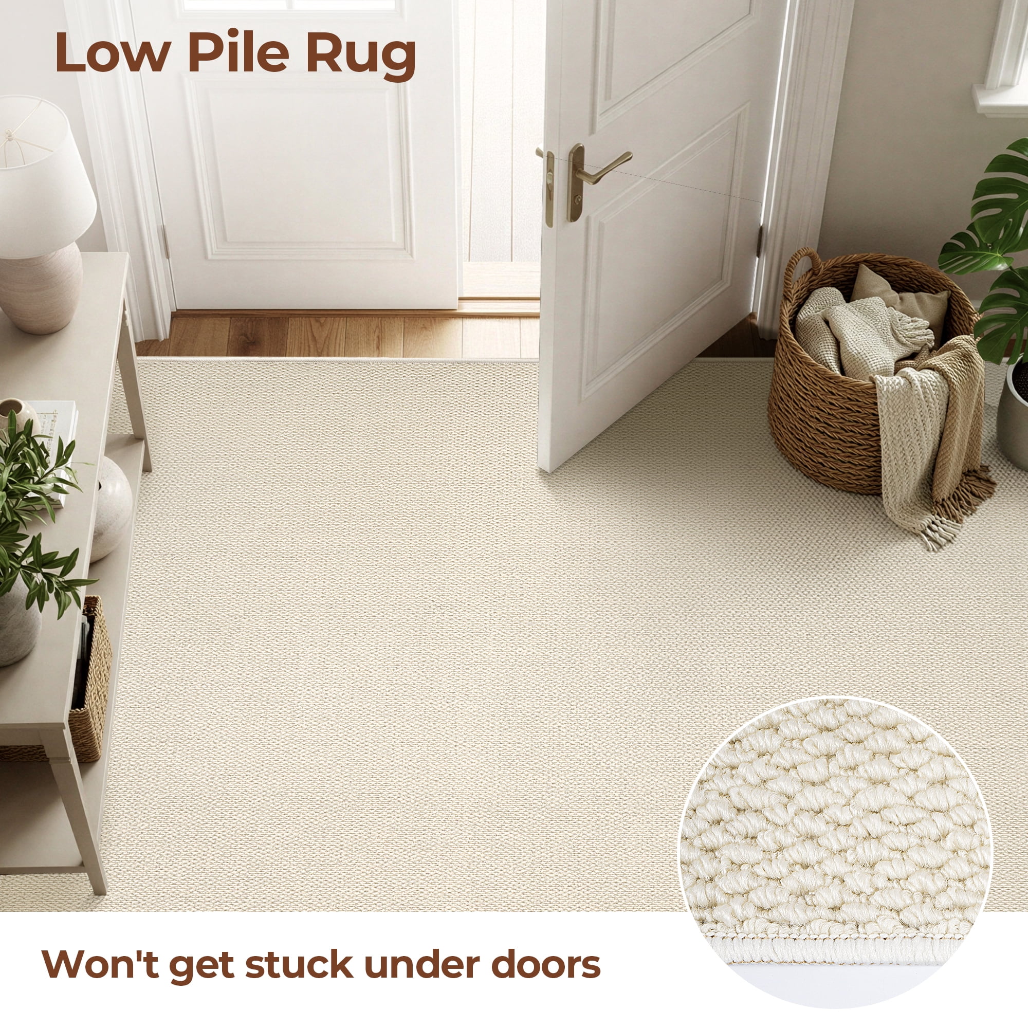 WANLISELL 5' x 7' Area Rug, Machine Washable Rugs for Living Room, Indoor Modern Soft Carpet for Dining Room Bedroom Kitchen Office, Pure White