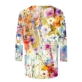 thumbnail image 5 of Wanfds Hauts de Mode Multicolores pour Femmes Tendance Été 2024 Col Rond Manches Trois-Quarts TTG, 5 of 5