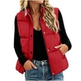 thumbnail image 5 of cocolona Puffer Vest for Women Stand Collar Zipper Snap Sleeveless Jacket Casual LightWeight Winter Warm Outerwear, 5 of 7