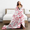thumbnail image 5 of DouZhe Ultra-Soft Micro Fleece Lightweight Flannel Bed Blanket, Pink Cute Rainbows Hearts Print Cozy Warm Throw Blankets, 40"x30", 5 of 7