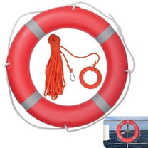 28in Boat Safety Throw Ring, 5.5lb Standard Life Ring with 98.4ft Water Floating Lifesaving Rope Set, Outdoor Professional Throwing Ring with Reflective Strips