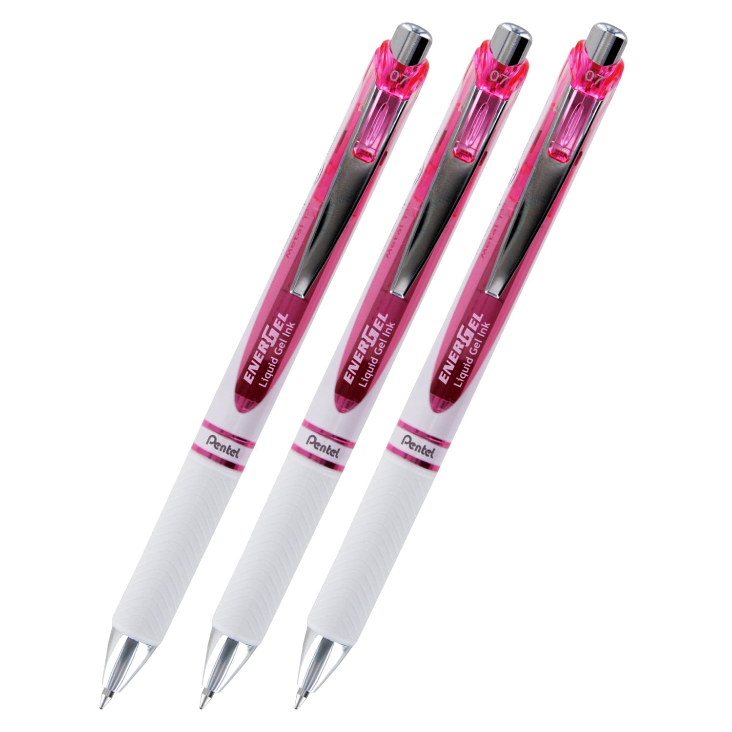 Pentel EnerGel Deluxe Pearl RTX Liquid Gel Ink Pen Set Kit, Pack of 3 with 4 Refills (Pearl Pink - 0.7mm)