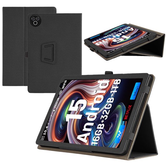 【lihoulai】for Evermyth Tablet 10 Inch Case Evermyth Android 15 Protective Case Premium PU Leather Lightweight and Portable Built-in Stand and Pen Slot Design With Wrist Strap (Black)