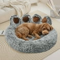 thumbnail image 4 of Cute Bear Paw Shaped Dog Bed and Cat Bed, Warm and Comfortable Soft Plush Donut Round Mattress, with Pet Scarf, Give Your Baby a Warm and Comfortable Mattress, 4 of 10