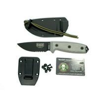 ESEE Knives ESEE 3S B Fixed Blade Knife 3.88in Partially Serrated Gray Linen Micarta ESEE3SB