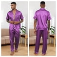thumbnail image 3 of Silk Satin Pajama Sets for Men Short Sleeve Button-Down Pajamas for Men 2 Piece Men Silk Sleepwear Set Mens Satin Loungewear Sets with Long Pants, S-XXL, 3 of 13