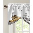 thumbnail image 2 of Retro Illustration Lighthouse Sailing Ship Kitchen Curtains Balcony Adjustable Roman Blinds Small Short Curtain for Living Room, 2 of 6