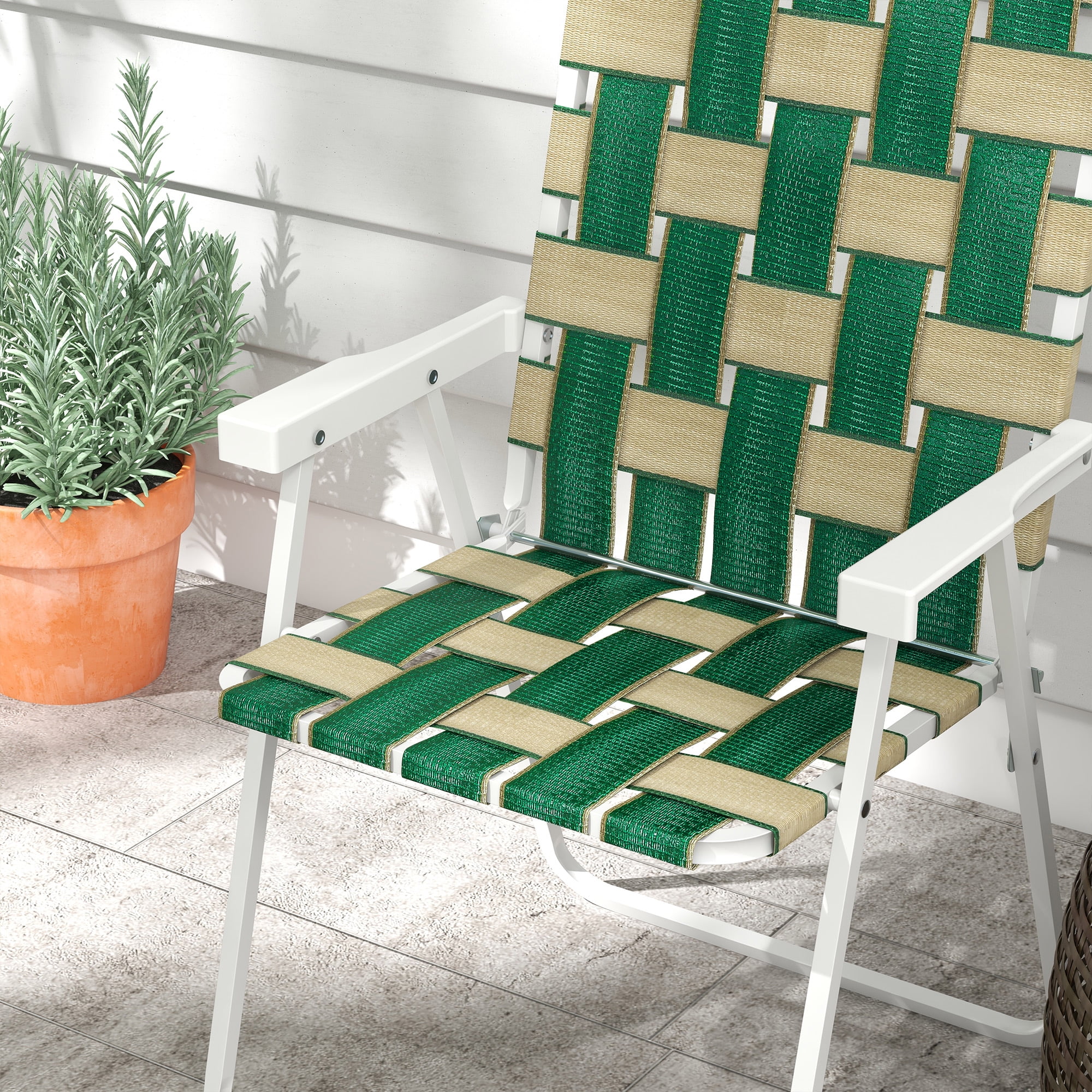 Outsunny 2pc Patio Folding Chairs, Outdoor Camping Chairs, Green