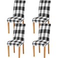 thumbnail image 2 of White Black Buffalo Plaid Dining Room Chair Covers Set of 4, Stretch Chair Slipcovers Removable Washable Chair Protector Cover for Kitchen, Dining Room, Holiday Party, Home Decor, 2 of 6