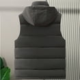 thumbnail image 3 of Men's Winter Hooded Vest, Solid Color Down Cotton Detachable Hood Multi-Pocket Loose Thick Casual Coat for Outdoor Travel and Cold Weather Wear,Black,4XL, 3 of 3