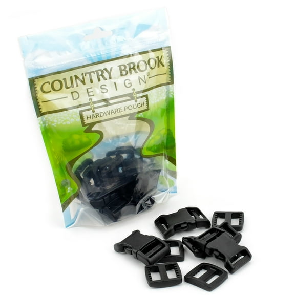 10 - Country Brook Design® 3/4 inch Black Contoured Side Release Buckle & Wide Mouth Triglide Set