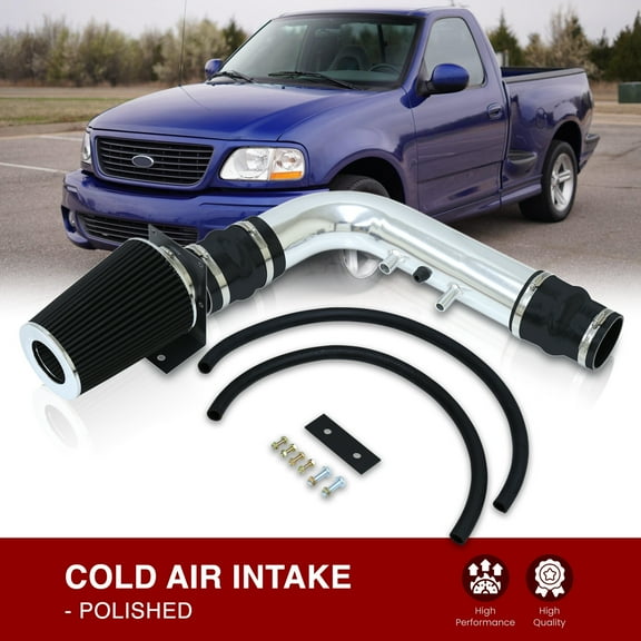 AJP Distributors Cold Air Intake CAI Induction System 3.5" Aluminum Pipe Polish Compatible/Replacement For Ford F150 / Heritage 4.2L V6 1997 1998 1999 2000 2001 2002 2003 2004 97 98 99 00 01 02 03 04