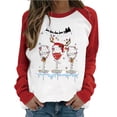 thumbnail image 1 of Camiseta informal de manga larga con cuello redondo y estampado navideño de retazos de primavera para mujer Fridja  bvmnju1517, 1 of 7