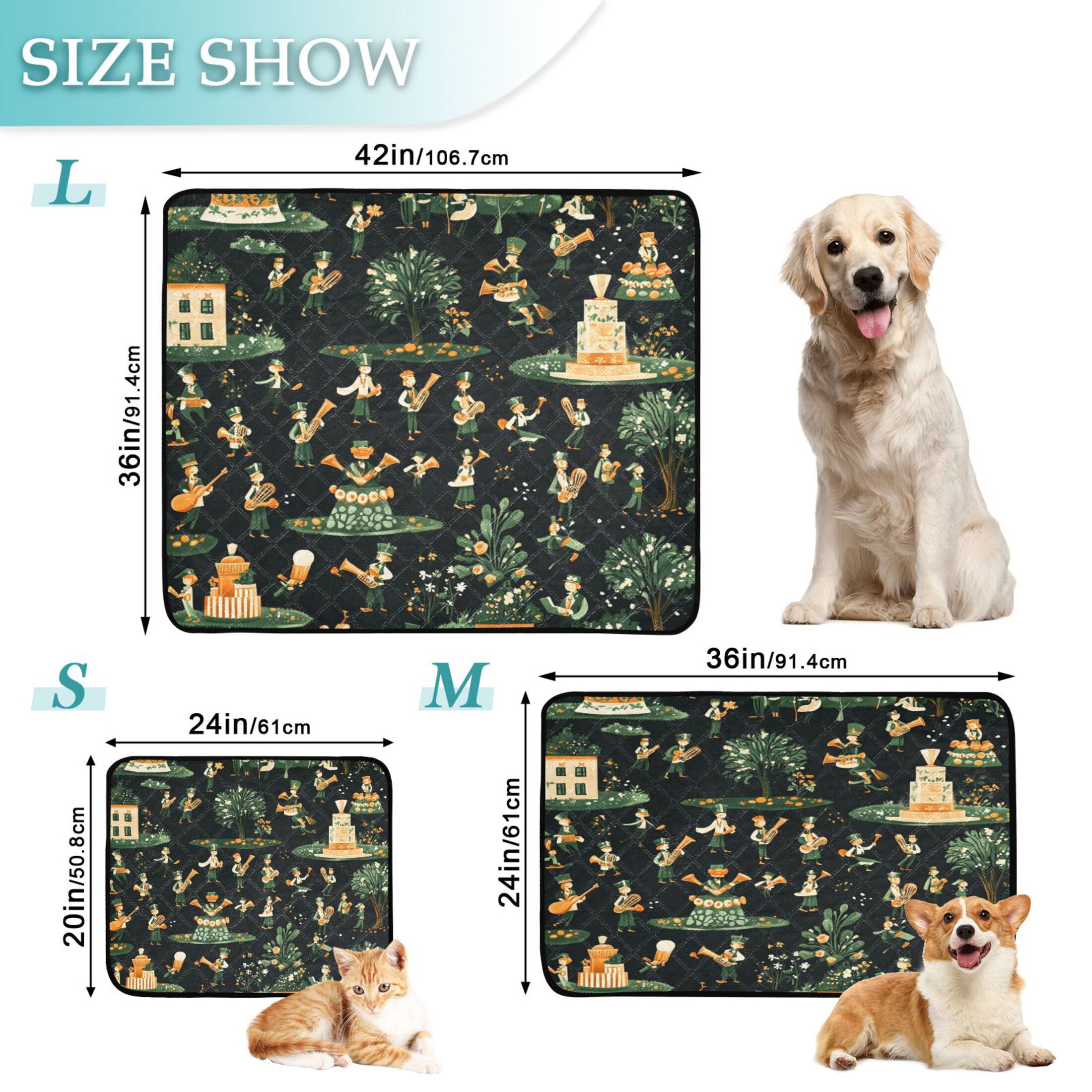 Qxltty Stpatricks Day Celebration Patterns Cat litter Pads Pet Set of 3 Diaper Mats Center Anti-leakage Layer Absorbent Soft and Comfortable