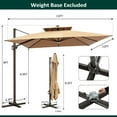 thumbnail image 5 of 11FT Square Double Top Cantilever Umbrella Outdoor 360° Rotation 6 Heights Adjustable Offset Umbrella Metal Pole Cantilever Patio Umbrella With Light, 5 of 9