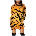 thumbnail image 5 of Sudadera con capucha y bolsillo con estampado digital de calabaza de Halloween para mujer, 5 of 5