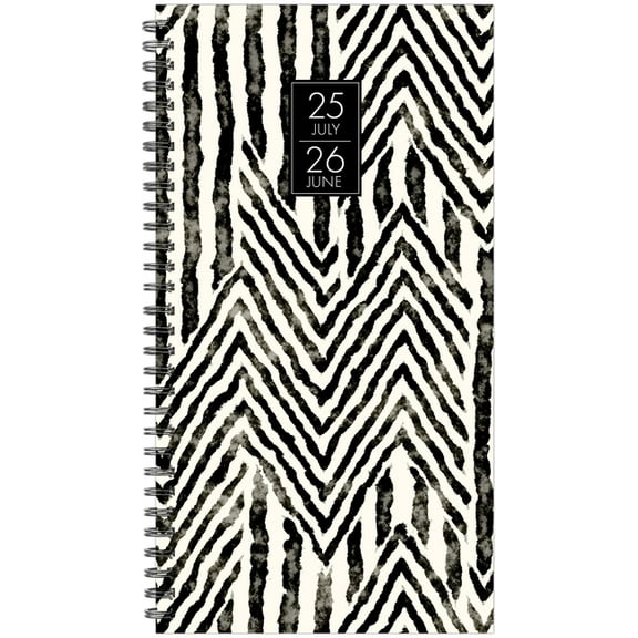 Boho Black July 2025 - June 2026 3.5 X 6.5 Softcover Weekly Spiral Planner, (Hardcover)