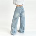 thumbnail image 2 of Mrmall Blue Sparkly Rhinestone Wide‑Leg Jeans for Women Loose Fit Y2K Denim Pants, 2 of 6