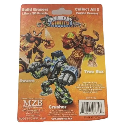 Skylanders Giants 3D Jumbo Puzzle Eraser set of 3 : Crusher, Tree Rex and Swarm