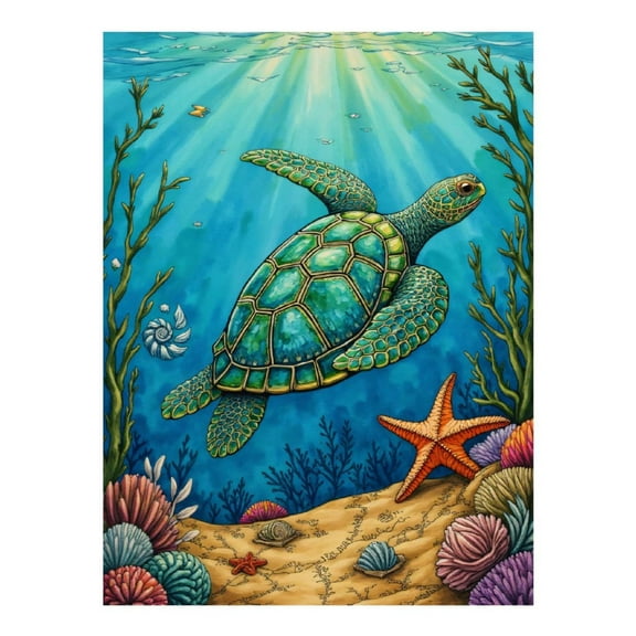 Diamond Art Kit for Adults, Underwater Turtle Coral Scene Diamond Painting for Adults Beginners, DIY Diamond Art Painting Kits, 5D Diamond Painting Crafts for Home Decor 12x16 Frameless