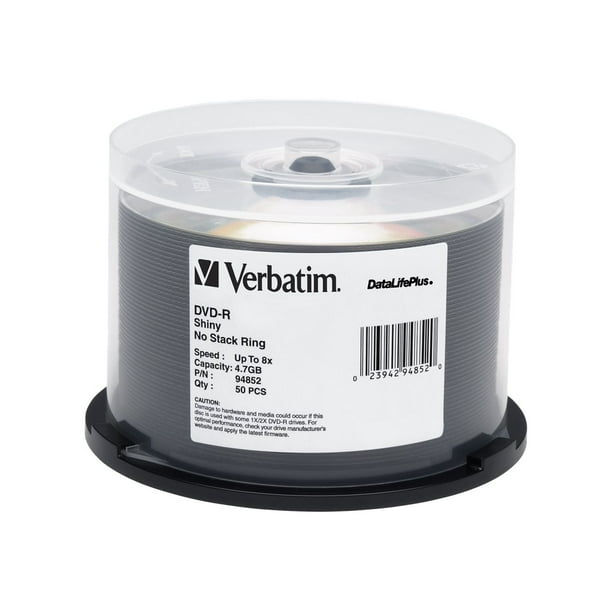 Verbatim DataLifePlus Shiny Silver - 50 x DVD-R - 4.7 GB 8x - surface Imprimable - Fuseaux