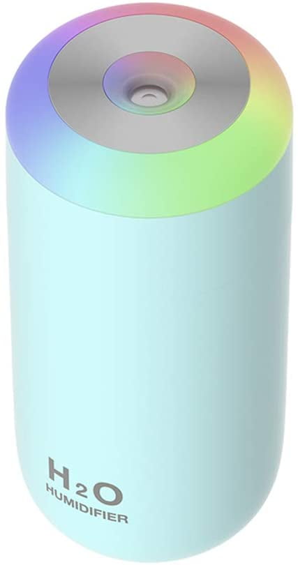 Small Humidifier, USB 350ml Mini Humidifier for Plants, Small Plant Humidifier with Night Light, USB Desk Humidifier for Baby, Plant Humidifier indoor, Small Humidifier (Cyan)