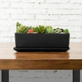 thumbnail image 5 of MyGift 14 Inch Ceramic Indoor Plant Pot, Rectangular Succulent Planter, Decorative Flower Planter with Drainage Hole and Removable Tray, Matte Black, 5 of 7
