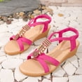 thumbnail image 5 of AOMPMSDX Sandals Women Comfortable Ladies Summer Retro Bohemian Style Beaded Milled Velvet Open Toe Beach Outwear Plus Size Sandals Hot Pink Bathroom Sandals 38, 5 of 9