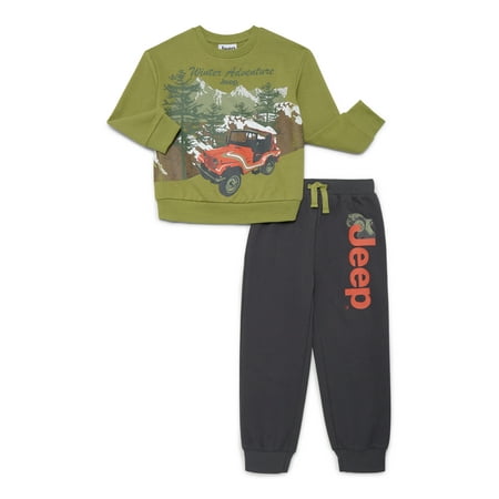 Jeep Boys Christmas Graphic Sweatshirt and Sweatpants Set, 2 Piece, Sizes 4-12