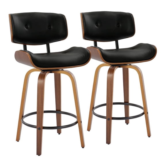 LumiSource Black Lombardi 26" Fixed-Height Counter Stool - Set of 2