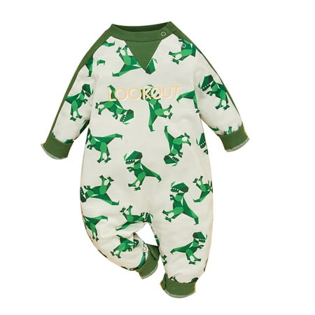 

Newborn Baby Boy Clothes Infant Boy Outfits Long Sleeve Romper Letter Print One Piece Jumpsuit Clothing Green 9-12 Months