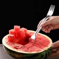 thumbnail image 4 of Sunjoy Tech Watermelon Cutter Slicer Tool Stainless Steel 2-In-1 Fruit Cutter with Windmill Design Portable Melon Cube Cutter Fork for Family Camping Parties, 4 of 8
