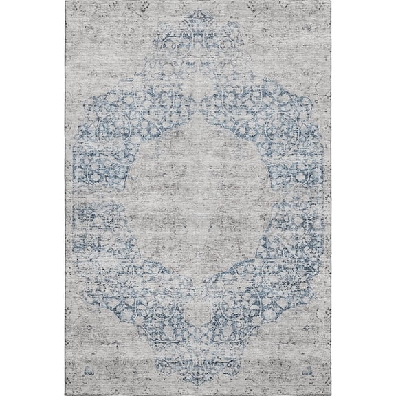 Addison Rugs Mayfield Premium Machine Washable Traditional Global Blue Rectangle Rug, 5' x 7'6"