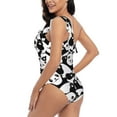 thumbnail image 4 of Zufioo Seamless Pattern Cute Panda Print One-shoulder Ruffled One-piece Swimsuit, High Elastic Integrated Removable Chest Pad Swimsuit Suitable for Beach, Pool and Vacation-XX-Large, 4 of 6
