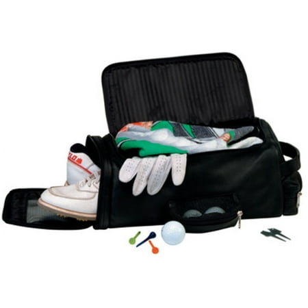 Leather 677-BLACK-5 Golf Shoe and Accessory Bag - Black