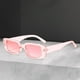 thumbnail image 2 of Gafas de sol rectangulares para mujer, gafas de sol gruesas, gafas de sol estilo retro con estilo. Rosa, 2 of 9