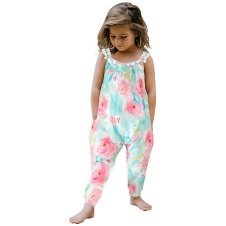 

QISIWOLE Toddler Baby Girls Halloween Jumpsuits Cute Strap Pumpkin Sleeveless Romper Kids Loose Overalls Outfit Clothes Deals !
