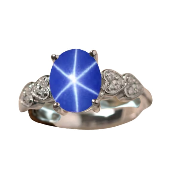 thejewelryart 6-Ray Blue Sapphire Star Gems Ring 925 Sterling Silver Engagement Ring Handmade Jewelry Perfect for Special Occasions Silver 3