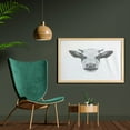 thumbnail image 2 of Farm Animal Wall Art with Frame, Detailed Hand Drawn Sketch Portrait of Cow with Horns Image, Printed Fabric Poster for Bathroom Living Room, 35" x 23", Dark Grey Pale Grey, by Ambesonne, 2 of 2